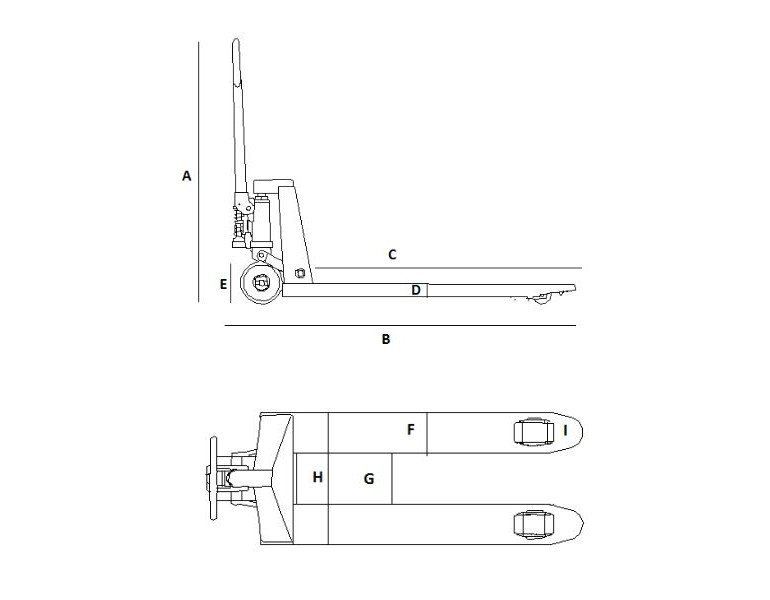 Schéma transpaleta manual 1200 kg horquillas 1150 mm